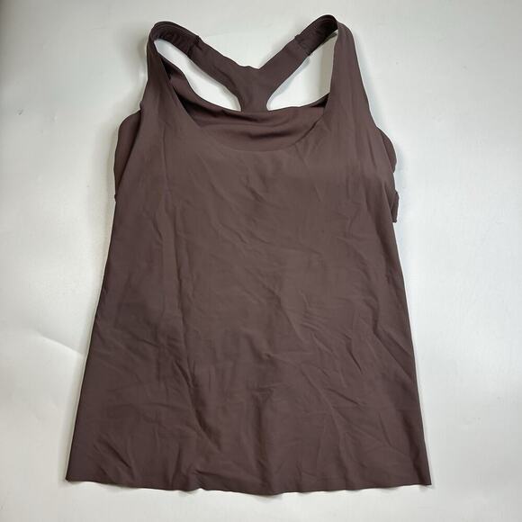 Athleta Tank Top Small 2-In-1 Ultimate Support Brown Purple Sports Bra Tank - Picture 1 of 8